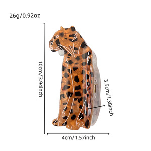 Pince à cheveux en forme de léopard d'Amérique, pince à cheveux noire en forme de léopard, grande pince à cheveux, design animal original, accessoire de mode pour femmes - Product Image 6