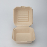 Boîte de restauration rapide à emporter biodégradable Bagasse pulpe de canne à sucre déjeuner Burger repas boîte en papier boîte à hamburger canne à sucre jetable