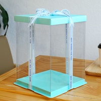 Boîtes à gâteaux d'anniversaire de luxe personnalisées pour invités, boîte à gâteau transparente carrée de 12 pouces de haut