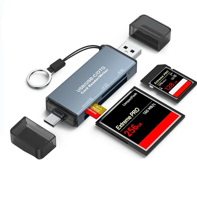 OTG Type-C USB Hub Card Reader for Micro SD/TF/CF Support External Installation for Laptop Phone SLR Camera