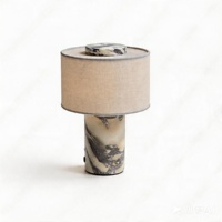 Lampe de table sans fil de luxe en marbre, rechargeable, à intensité variable par toucher, avec abat-jour en lin, pour chevet et bureau, vente en gros