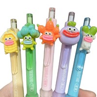 Stylo neutre à thème végétal, design créatif et original, pour étudiants, avec breloques maïs et aubergine à grande bouche, encre noire, en plastique