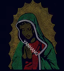 Personnalisé Bling Vierge Marie et Saint-Jude <span class=keywords><strong>Strass</strong></span> Motif Hotfix <span class=keywords><strong>Strass</strong></span> Transfert Conceptions Pierres De Cristal pour Hommes <span class=keywords><strong>T</strong></span>-shirts - Product Image 3