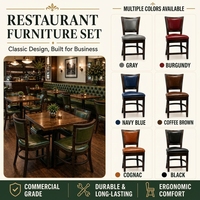 Ensemble de mobilier de restaurant écologique Ron Group, comptoir de bar de café, banquette en cuir capitonné, chaise ergonomique, table carrée en bois