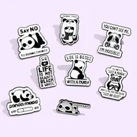Panda haddeleme emaye Pin özel Panda alıntı broş rozet çanta yaka Pin toka eğlence hayvan emaye pimleri çocuklar arkadaşlar için