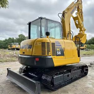 Mini-excavatrice sur chenilles Komatsu PC56 en excellent état, 5,6 tonnes, moteur d'occasion, engrenage 35 kW, puissance testée et inspectée, vente - Product Image 4