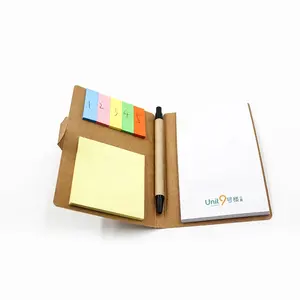 Promotion papier imprimé pas cher bloc-notes personnalisé avec stylo cadeaux ensemble notes autocollantes
