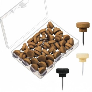 オフィス掲示板用の100個の天然木プッシュピン装飾親指タックの箱マップ写真とカレンダー - Product Image 6