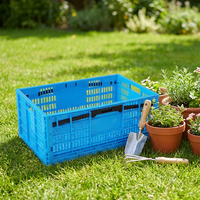 Paniers de transport logistique en plastique pliables, empilables, durables, recyclables, bleus, pour déménagement et manutention