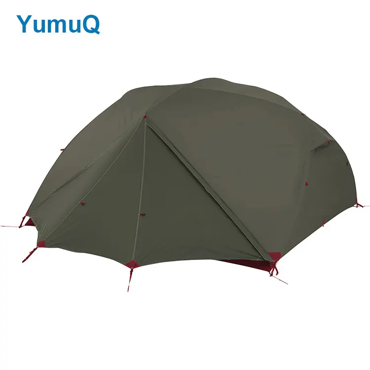 YumuQ 223cm 68D Ripstop Polyester PU Coated 1500mm 4 Person Backpacking Tent Ultra Light Waterproof With DWR