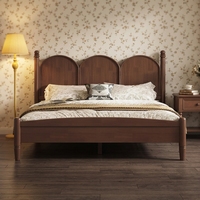 Lit Queen Moderne en Bois Massif Langmu 1,8 m, Lit Doux pour Chambre Principale, Style Scandinave
