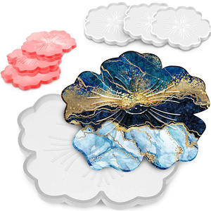 Prix d'usine : Moule en résine et silicone <span class=keywords><strong>personnalisé</strong></span> pour la fabrication de sous-plats, de plateaux roulants et d'accessoires de bureau, motifs fleur de tournesol, fleur de cerisier et fleur de sakura - Product Image 1