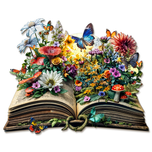 Factory Direct Sales Support Customization Flowers on the <b>Book</b> Wooden Jigsaw Puzzles for Family Game Play - Product Image 1