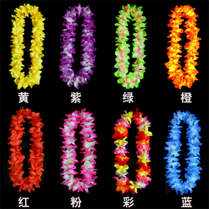 ハワイアンパーティーデコレーション新着パーティーサプライパープルイエローシルクフラワーネックレスデコレーションGarlands Wreath Luau Lei - Product Image 3