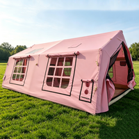 Nouvelle tente gonflable rose de luxe à deux chambres, 17,2 pieds, pour le camping familial en plein air