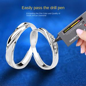 9レディースファインジュエリー925スターリングシルバー0.1カラットMoissaniteカップル用プロミスリング - Product Image 4