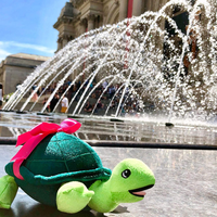 Peluche Tortue Verte Réaliste Personnalisée avec Nœud Brodé, Jouet en Peluche pour Enfants de Tous Âges