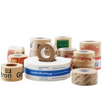 Ruban adhésif en papier kraft sans eau sensible à la pression, inscriptible, déchirable, pour scellage manuel des boîtes, emballage, avec logos imprimés, textes et codes QR colorés