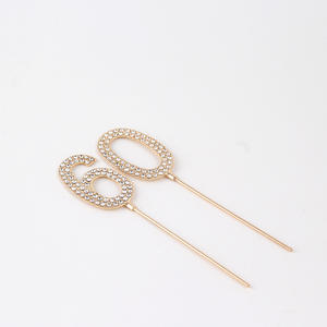 Insertos Metálicos Decorativos para Pasteles con Números de Diamantes de Imitación para Decoraciones de Fiestas de Cumpleaños, Venta al Por Mayor - Product Image 4