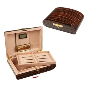 Humidor 100 Cigar Capacity, Glass-top 100 Cigar Humidor, Cigar Humidor 100 with Hygrometer and Removable Cedar Tray