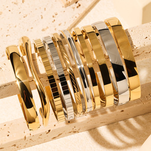 Brazalete de Acero Inoxidable de Alta Calidad, Resistente al Agua, Sin Deslustre, Chapado en Oro de 18K PVD, Joyería de Mano, Brazalete de Moda - Product Image 5