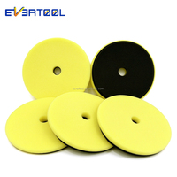 Applicateur de cire pour voiture EVERTOOL 100 mm, tampon de polissage en mousse plate jaune, fixation auto-agrippante, pour polisseuse rotative.