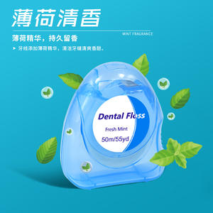 Hilo Dental Ortodóntico Rizado de Menta, 50m, Alta Resistencia a la Tensión, Hilo de Poliéster Encerado, Envase Triangular en Blister, Envío Gratis - Product Image 1