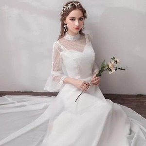 Nuovo Modello 2026 Abito da <span class=keywords><strong>Sposa</strong></span> a Maniche Lunghe da Donna Stile Francese <span class=keywords><strong>Vintage</strong></span> Petite per Viaggi Fotografici e Accoglienza Ospiti - Product Image 2