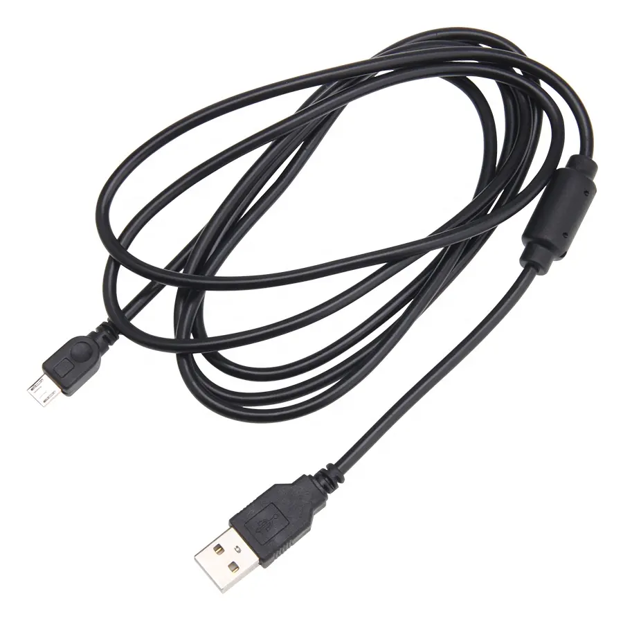สายชาร์จข้อมูล Micro USB สีดำขนาด1.8ม. สายชาร์จไฟสำหรับคอนโทรลเลอร์ไร้สาย Sony PlayStation PS4 Xbox One