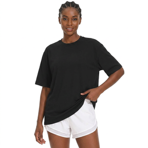 Camisetas de Algodón Largas y Transpirables para Mujer, Personalizadas, de Hombros Caídos, Manga Corta, Estampadas o Lisas, Corte Regular - Product Image 3