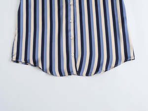 <span class=keywords><strong>Top</strong></span> Casual da Donna con Stampa a Righe, Maniche Lunghe, Bottoni e Colletto Rovesciato - Product Image 4