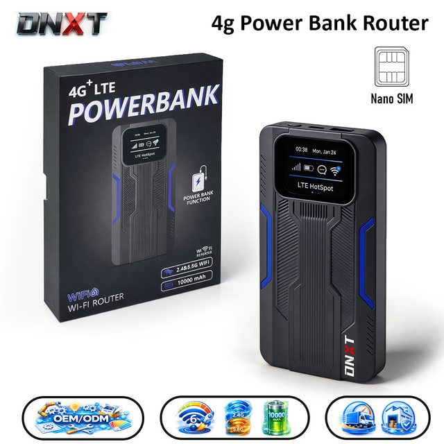 DNXT Wifi Portable Carte Sim Power Bank 4g Lte Router WiFi6 2.4g&5.8g Universal Pocket Wifi 10000mAh Mini Router 3g 4g Tour Use