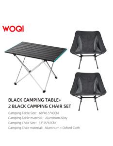 WOQI cuadrado negro al aire libre ultraligero aluminio picnic plegable mesa de camping <span class=keywords><strong>y</strong></span> cubierta de silla de Luna - Product Image 2