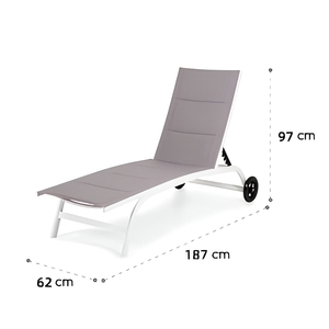 Chaise longue réglable en aluminium avec roulettes pour piscine, <span class=keywords><strong>transat</strong></span> <span class=keywords><strong>de</strong></span> jardin résistant aux intempéries pour terrasse et cour - Product Image 2