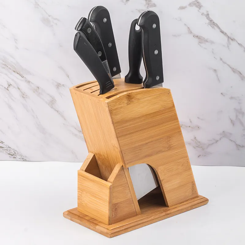 Factory Direct Sales High Quality Bamboo Safety Remote Control Knife Holder Wooden Knife Holder Bamboo Hollow Knife Holder