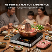 Table de cuisson à induction ultra-mince 2000W, cuisinière électrique portable avec 8 modes de cuisson et cadre en acier inoxydable pour cuisine moderne