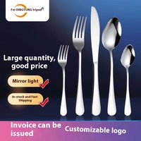 Dinyon OEM/ODM Cuillère-fourchette en acier inoxydable 1010 à long manche, finition miroir, pour café, dessert, soupe, aliments, hôtels et restaurants populaires