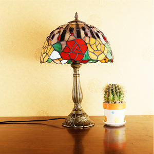 Ouhaodi Pastoral Creative Colored Glass Bead Table Lamp Elegant Country Study <b>Lighting</b> <b>for</b> <b>Bedroom</b> Bedside Rose Table Lamp - Product Image 4