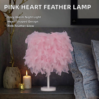 Lampe en plumes de dinde rose romantique en gros, base métallique en forme de cœur, style nordique moderne, décoration de chambre pour la rentrée scolaire