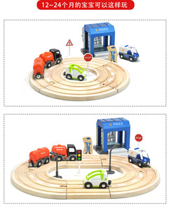 Train en bois multifonctionnel, jouet éducatif pour enfants, <span class=keywords><strong>jeu</strong></span> <span class=keywords><strong>de</strong></span> rôle, poste <span class=keywords><strong>de</strong></span> Police, <span class=keywords><strong>piste</strong></span> <span class=keywords><strong>de</strong></span> route en bois, lot <span class=keywords><strong>de</strong></span> 8 pièces - Product Image 3