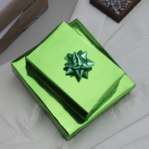 Hot Sale Glossy Metallic Shiny Gift Wrapping <b>Paper</b> <b>Roll</b> Pure Green Single-sided Coated <b>Paper</b> For Party Decoration - Product Image 4