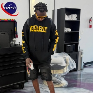 QZFSO jogging personnalisé 2 pièces sérigraphie à capuche Jogging survêtement lourd pull survêtements pantalons de survêtement et ensemble de sweat à capuche - Product Image 2