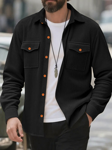 <strong>Linen</strong> Cross-Border 2025 Autumn New <strong>Men's</strong> Knitted Long Sleeve Work Casual Lapel Loose Fleece <strong>Jacket</strong> Plain Dyed Front Logo - Product Image 6