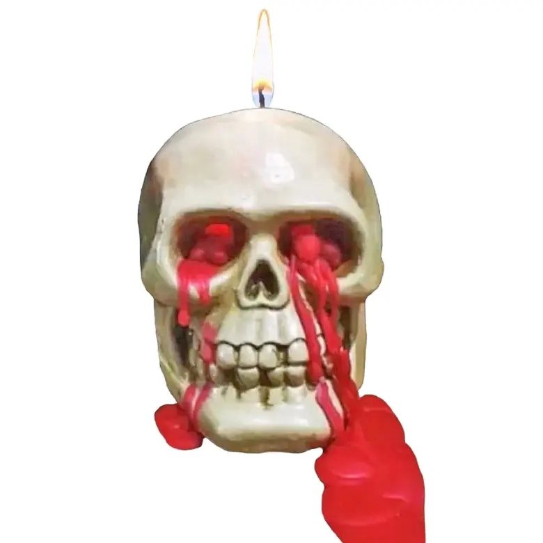 OEM Halloween skeleton decoration red brain inside candle custom scented fancy crying bleeding candle for party home decor