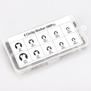 Kit de rondelles de sécurité E Circlip 580 pièces M1.5 M10 en acier à ressort oxydé noir pour arbres - Product Image 1