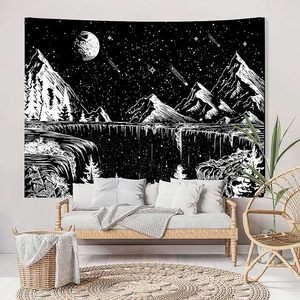 <span class=keywords><strong>Tapisserie</strong></span> personnalisée de style bohème <span class=keywords><strong>noir</strong></span> <span class=keywords><strong>et</strong></span> <span class=keywords><strong>blanc</strong></span> pour Amazon Ins Style décoration de chambre tissu suspendu motif imprimé - Product Image 5