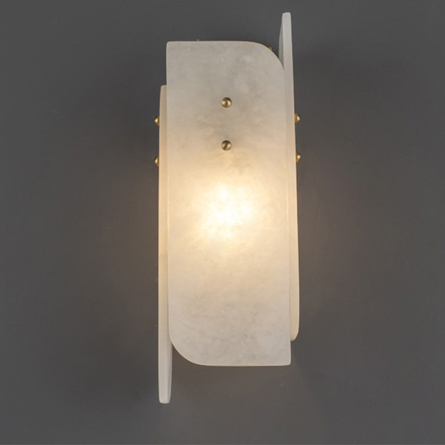 Elegant Modern Alabaster Wall Sconce Steel Wall Light for Bathroom and Living Room