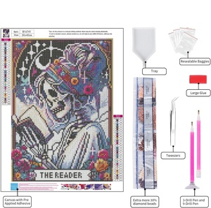 Helloween 5D Squelette Diamant Art Kits pour Adultes Professionnel DIY Décoration Murale Gem Art Dots 30x40cm Imprimé Diamant <span class=keywords><strong>Peinture</strong></span> Ensemble - Product Image 3