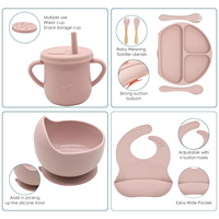 Ensemble d'ustensiles de repas pour enfants en silicone sans BPA, assiettes à ventouse, bol, bavoir, vaisselle, kit d'alimentation pour bébés - Fournisseur d'usine 2026