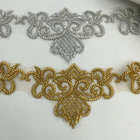 Bordure en dentelle à franges de perles de cristal en maille 3D solide, faite à la main, 100 % polyester, avec chaîne et sequins, pour vêtements